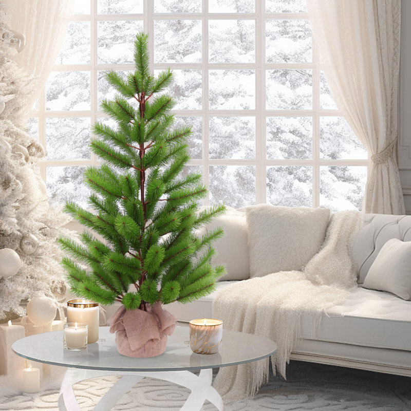3 pi Sapin artificiel en sac de jute