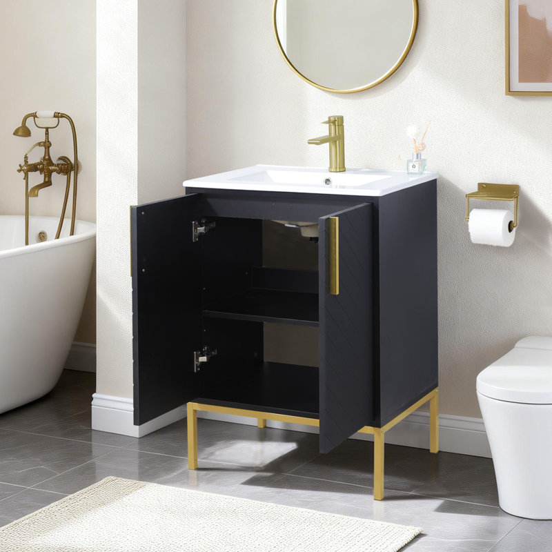 Ensemble de meuble-lavabo simple 24 po noir