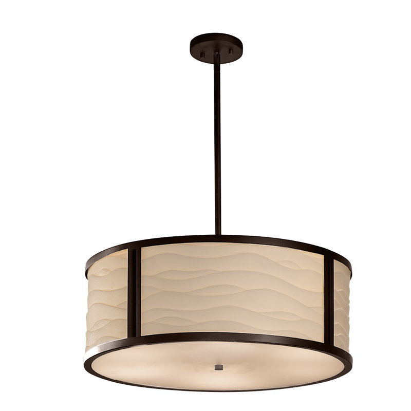 Luminaire suspendu unique Riskin, Noir mat, Vague, H 6 po x l 18 po x P 18 po