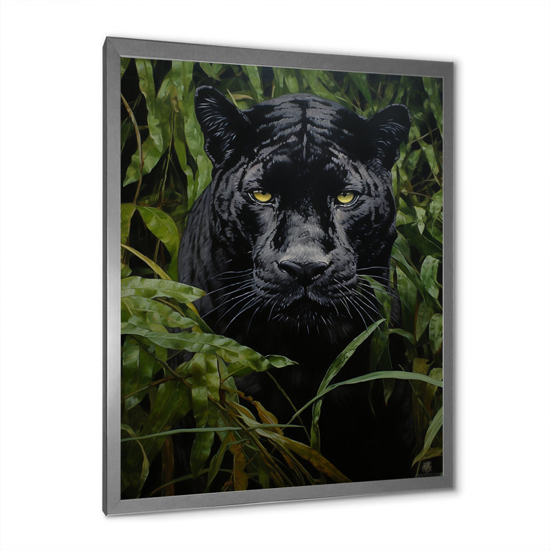 «Black Green Panther Texture Of The Jungle», reproduction sur toile, H 40 po x l 30 po x P 1,5 po, Cadre photo argenté