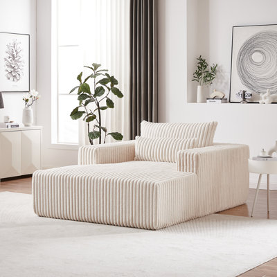 Fauteuil éponge en velours côtelé moderne de 75 pouces, canapé-lit moelleux, sans assemblage, avec tissu de soutien chaud, pour le salon
