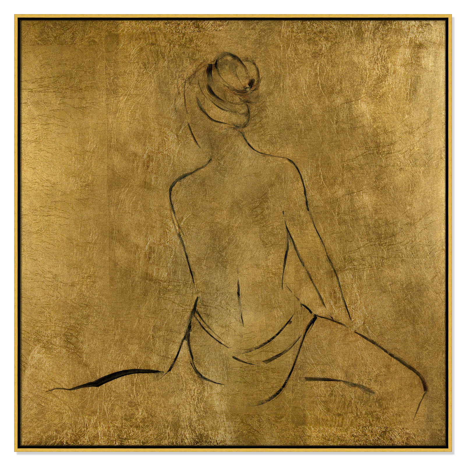 Golden Bather II by Sally Swatland - Painting Print, Gold Framed Canvas, 46.5" H x 46.5" W x 2" D