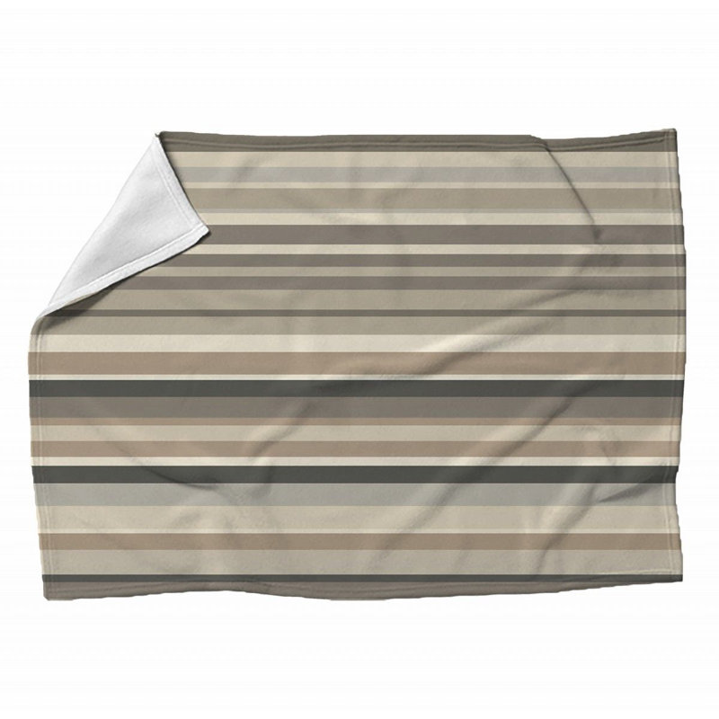 Couverture polaire à carreaux, Jeté, Rayé, Beige/gris
