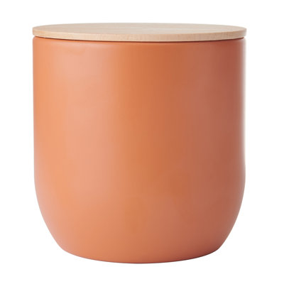 KitchenCraft Idilica Kitchen Canister with Beechwood Lid, 12 x 12cm, Putty