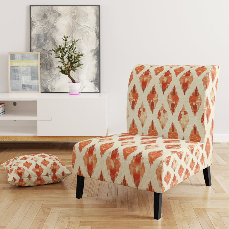 Fauteuil de chambre Country Farmhouse - Fauteuil de chambre orange et beige, Pantoufle sans accoudoirs