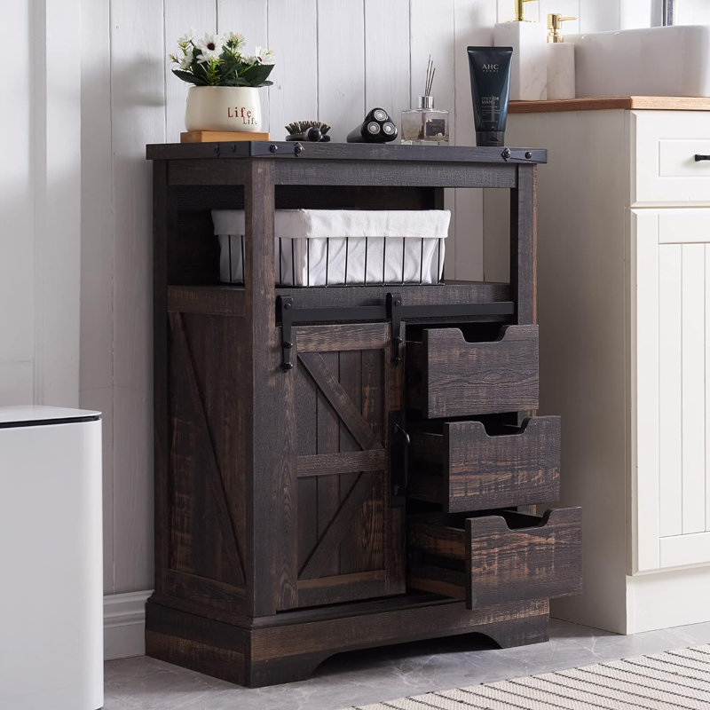 Taeron Oak Freestanding Bathroom Cabinet, Brown