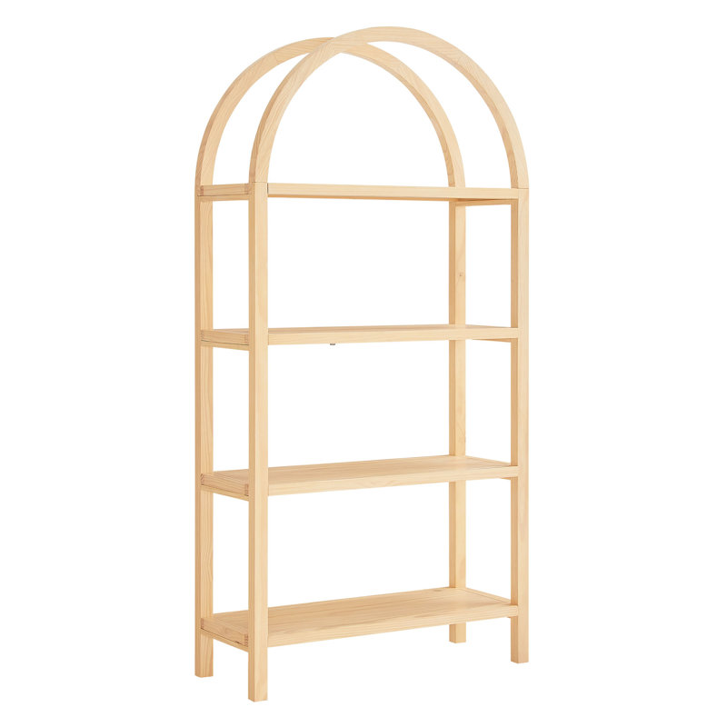 Vexley Tall Narrow Arched Bookshelf, Natural, (4 Shelves) 72.1"H x 36"W x 14.1"D