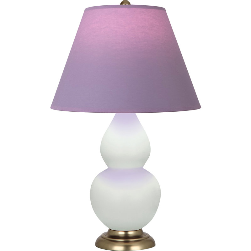 Petite lampe d'appoint à double gourde, Vert clair / laiton, H 22,75 po x l 6 po x P 15 po, Lavande / prune