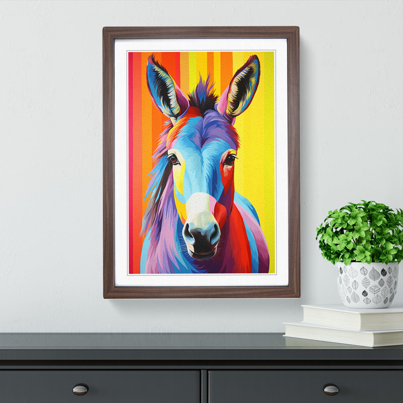 Donkey Colour Field No.2 - Single Picture Frame Print on Wood, 34cm H x 25cm W x 2cm D, Walnut