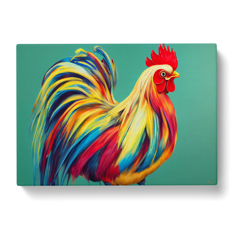 Colourful Rooster Vol.1 - Wrapped Canvas, 50cm H x 76cm W x 3cm D