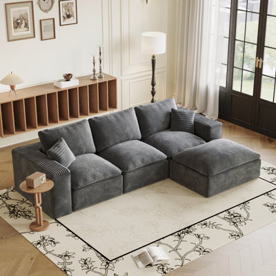 108" Cloud Sectional Couch with L-Shape Chaise, Left-right interchangeable,Modern Modular Sofa with Deep Seat, Upholstered Couches for Living Room Bed