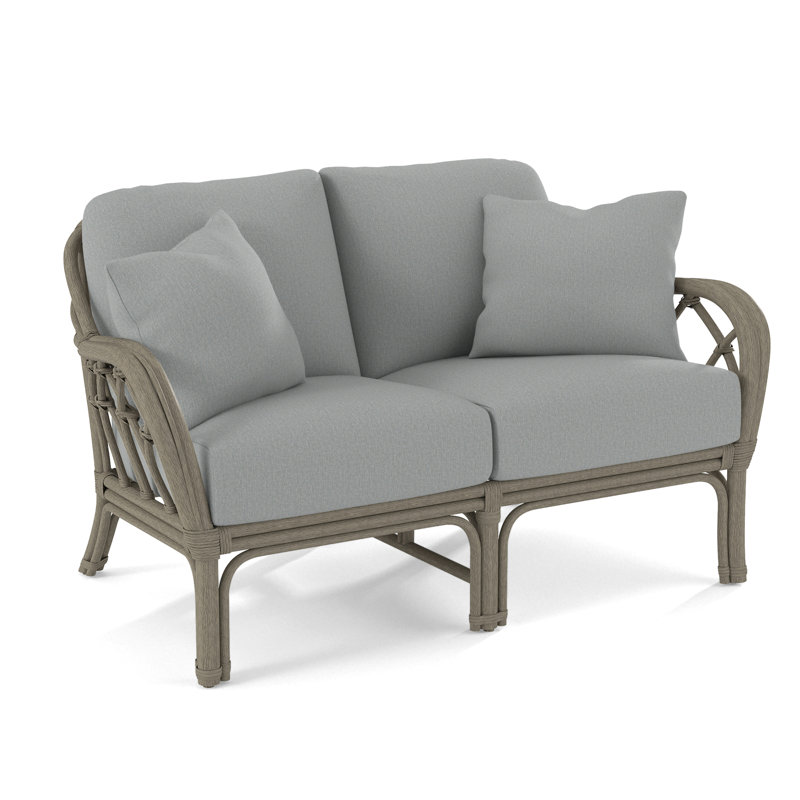 Edgewater Loveseat, Light Blue Performance Fabric; 0851-55, Stone Hearth