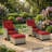 5-Piece Outdoor Swivel Glider Chair Set With Cushions, Ottomans And Side Table-615484139