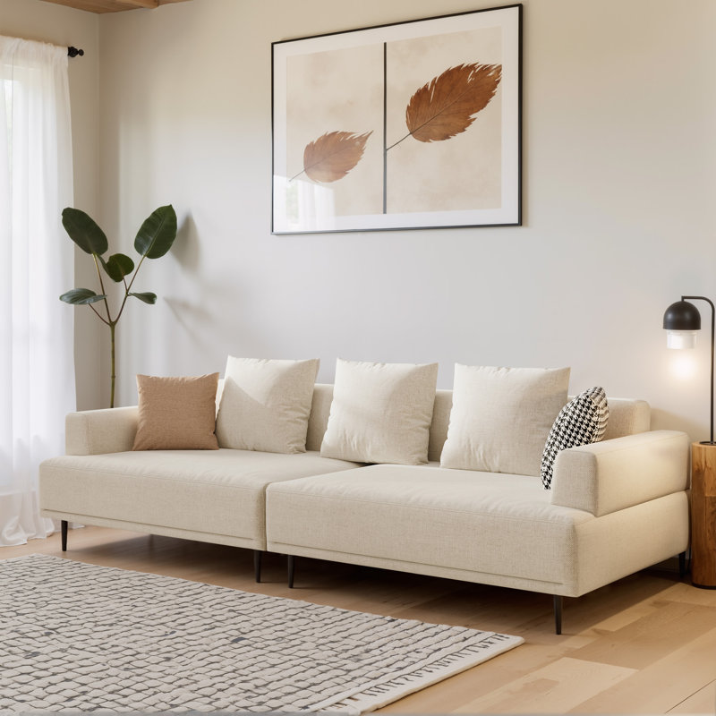 Canapé modulaire modulaire Cloud, canapé surdimensionné pour quatre personnes de 109,44 po, convenant aux salons et aux bureaux, canapé en lin et coton beige.