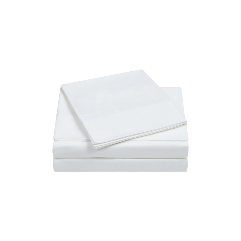Twin White Cotton Percale Deep Pocket Sheet Set