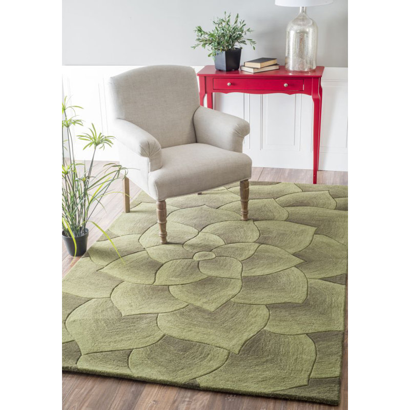 Tapis vert touffeté à la main Panama, Rectangle 7'6" x 9'6"