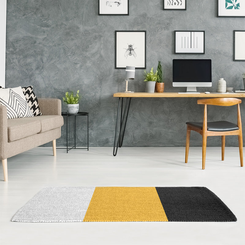 Tapis jaune à rayures NHS National Hockey, Rectangle 5 pi x 7 pi