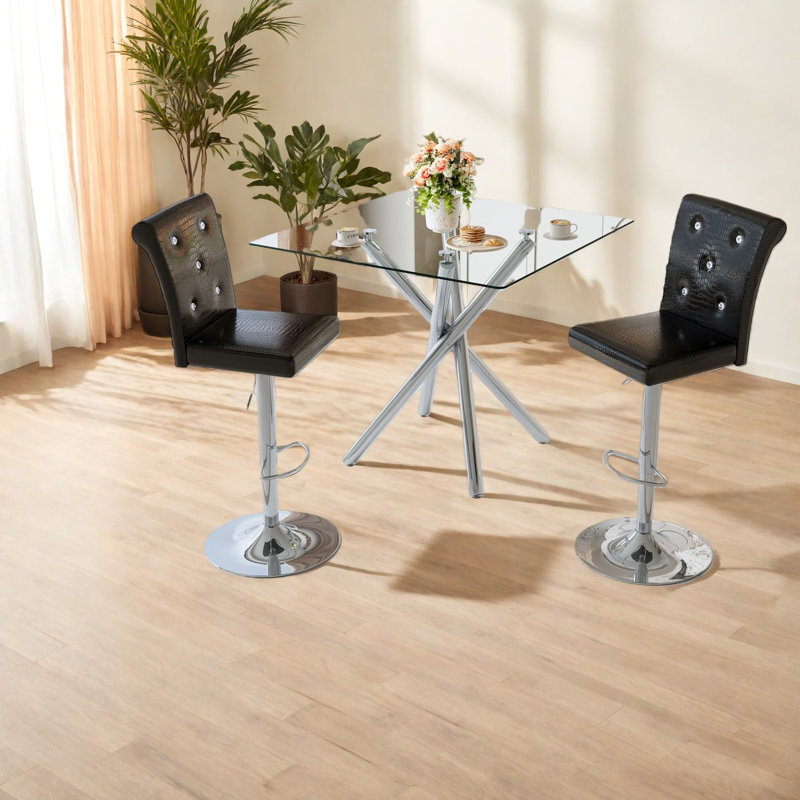 Ensembles de bar de patio peu encombrants, en métal et en cuir synthétique, de style moderne pour la cuisine