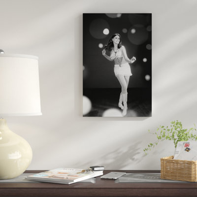 " 1960s Woman Dancing In White Fringed Halter Top Mini-Dress Skirt And Go-Go Boots " by Vintage Images