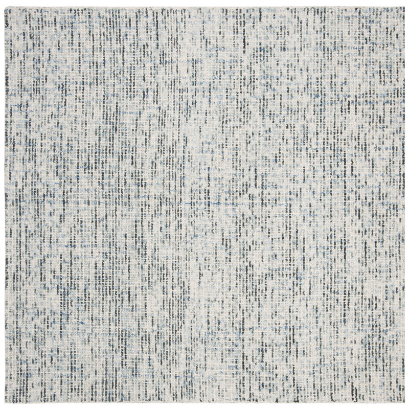 Abstract Hand Tufted Wool Rug, Square 6'