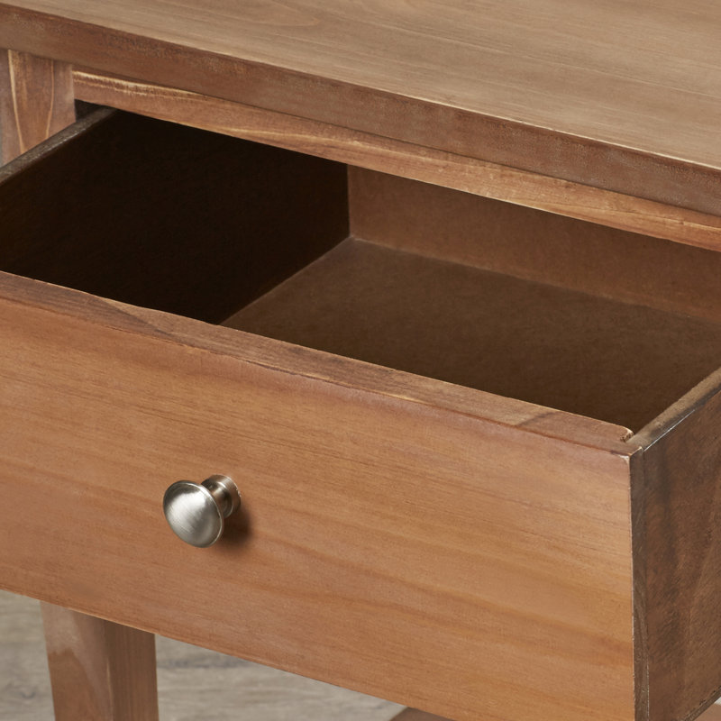 Table de bout en bois massif avec rangement Joanna, Érable rouge