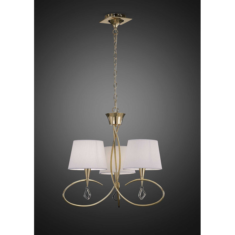 Eurich 3 - Light Shaded Chandelier, French Gold/White