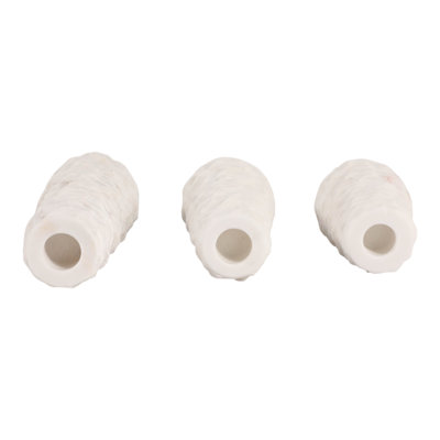 Bougeoirs coniques en marbre texturé pour salon - Décoration moderne à poser sur une table ou dans une cuisine - Lot de 3, 23 cm, 20 cm, 15 cm, ivoire