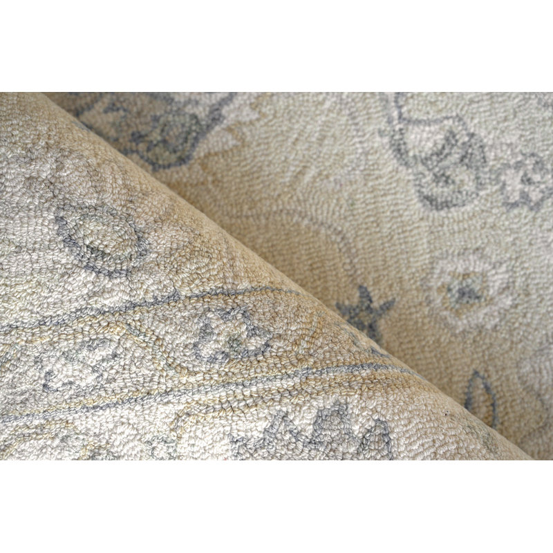 Exquisite Rugs Marietta Oushak Handmade Hand-Tufted New Zealand Wool On Canvas Ivory/Ivory Area Rug, Rectangle 10' x 14'