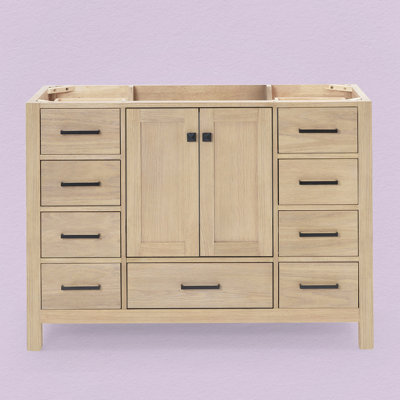 Panchuri 48'' Solid Wood Single Bathroom Vanity in Oak, Base Cabinet without Top