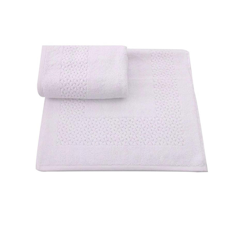 Tapis pour salle de bain en coton Depue, Blanc