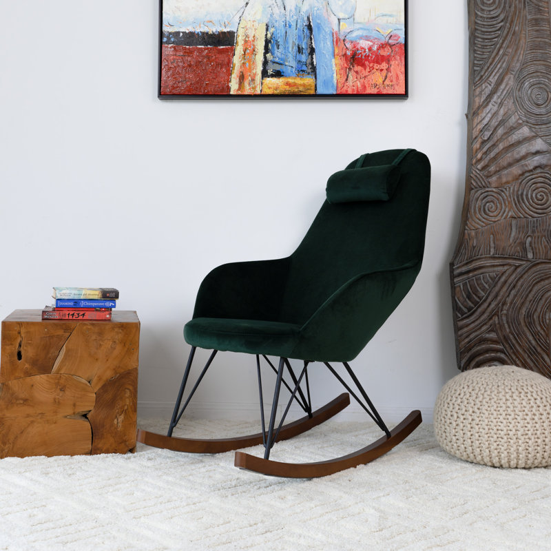 Chaise berçante Mellinger, Velours vert