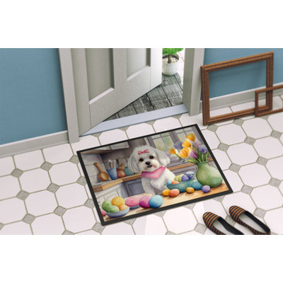 Decorating Easter Maltese Doormat