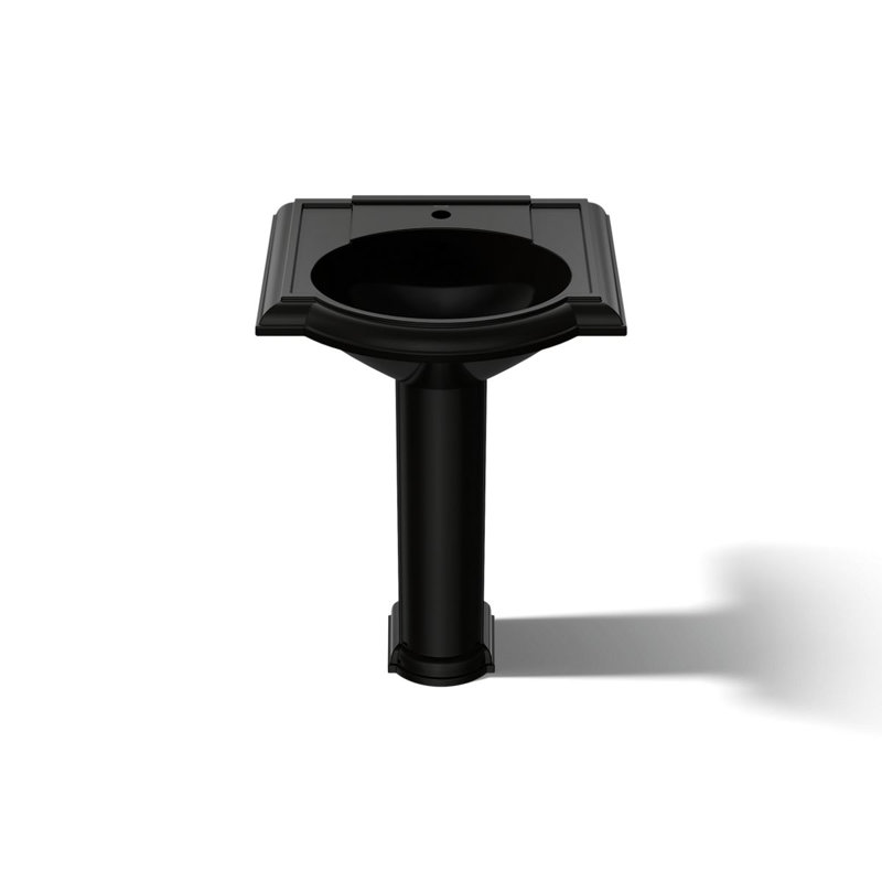 Devonshire Ceramic 25" Pedestal Bathroom Sink with Overflow, Black Black, Single Hole Faucet