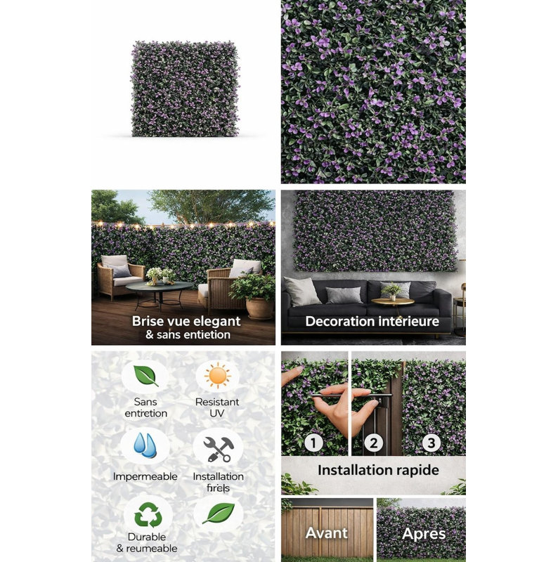 Panneau de plantes lilas (paquet de 8), 8 Piece Set
