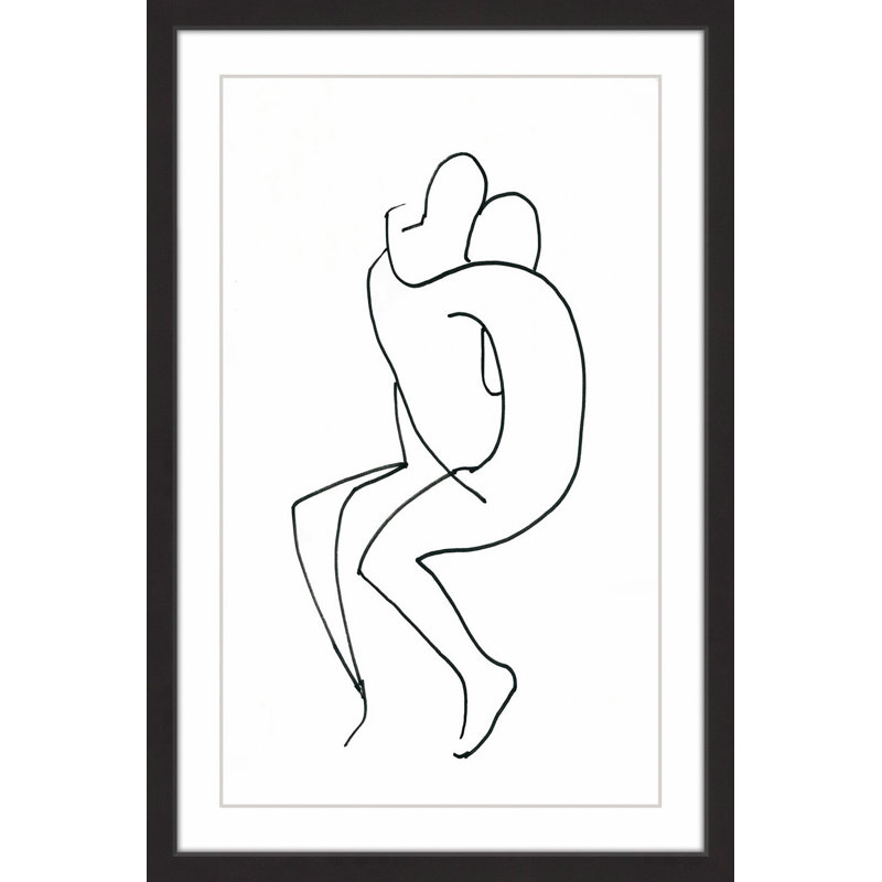 « entrelacés », reproduction de peinture à l’acrylique encadrée, H 30 po x l 20 po, Cadre noir à bords frangés