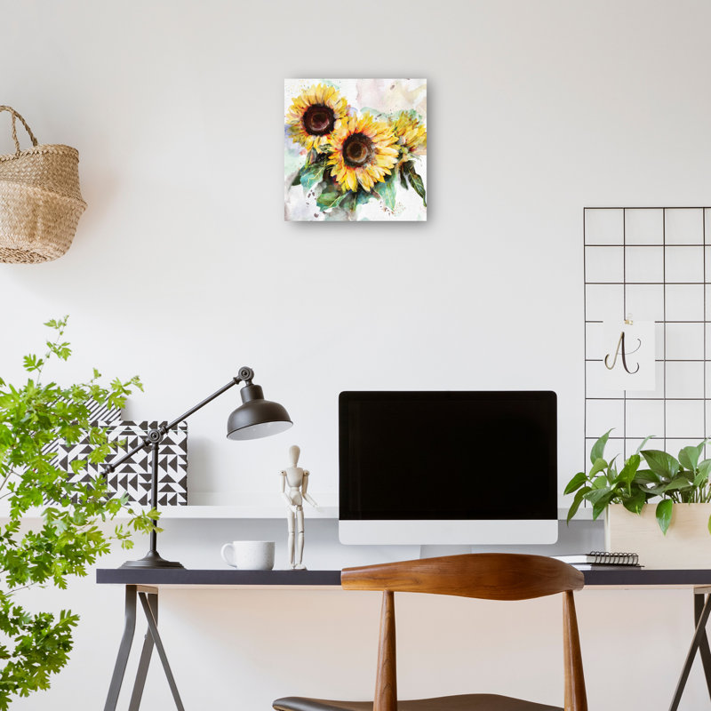 «Sunflower Trio» par Studio Arts, reproduction d'art sur toile, Toile tendue, H 12 po x l 12 po x P 1,5 po