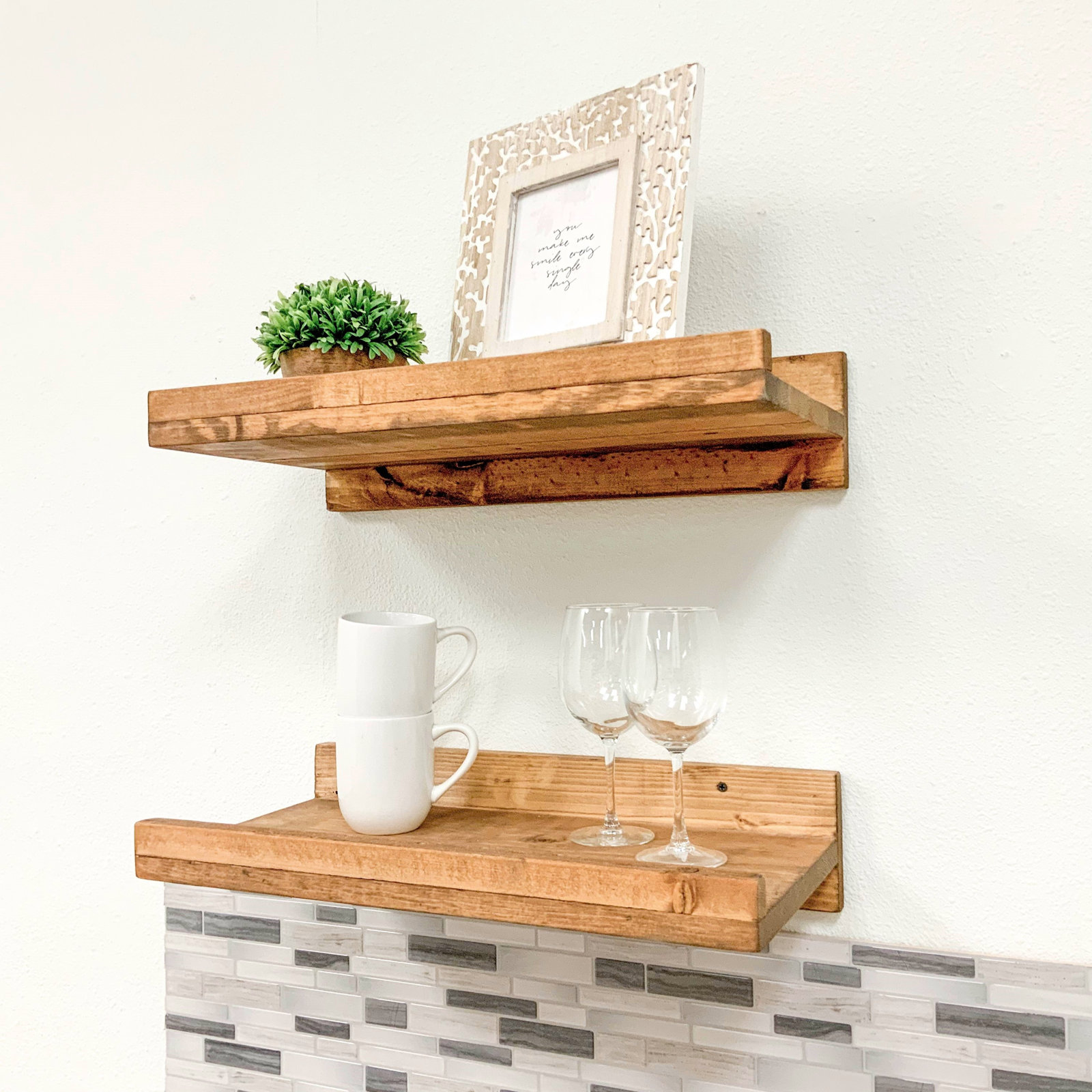 36" Solid Wood Floating Shelf, Walnut, 4.25" H x 20" W x 10" D