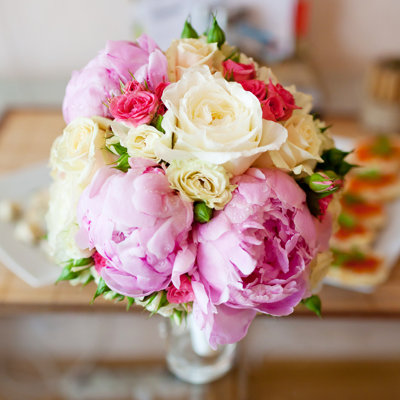 Bridal Bouquet Of Roses And Peonies by Repinanatoly - No Frame Print on Canvas