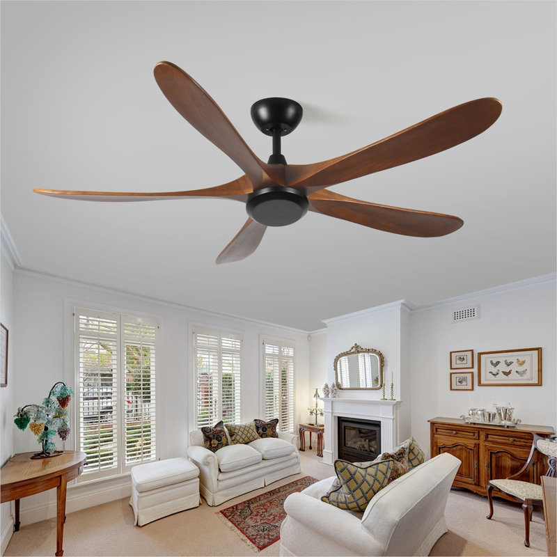 Ventilateur de plafond en bois 62 pouces sans lumière avec télécommande