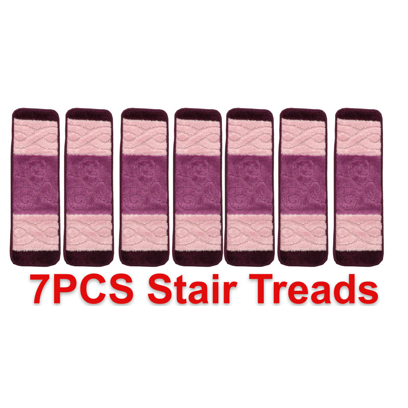 Tapis d'escalier beige Caylee, Rose, 8,5 po x 30 po