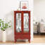 Vitrine lumineuse en verre avec tablettes réglables, deux portes et un tiroir pour une décoration polyvalente et un rangement efficace-324516259