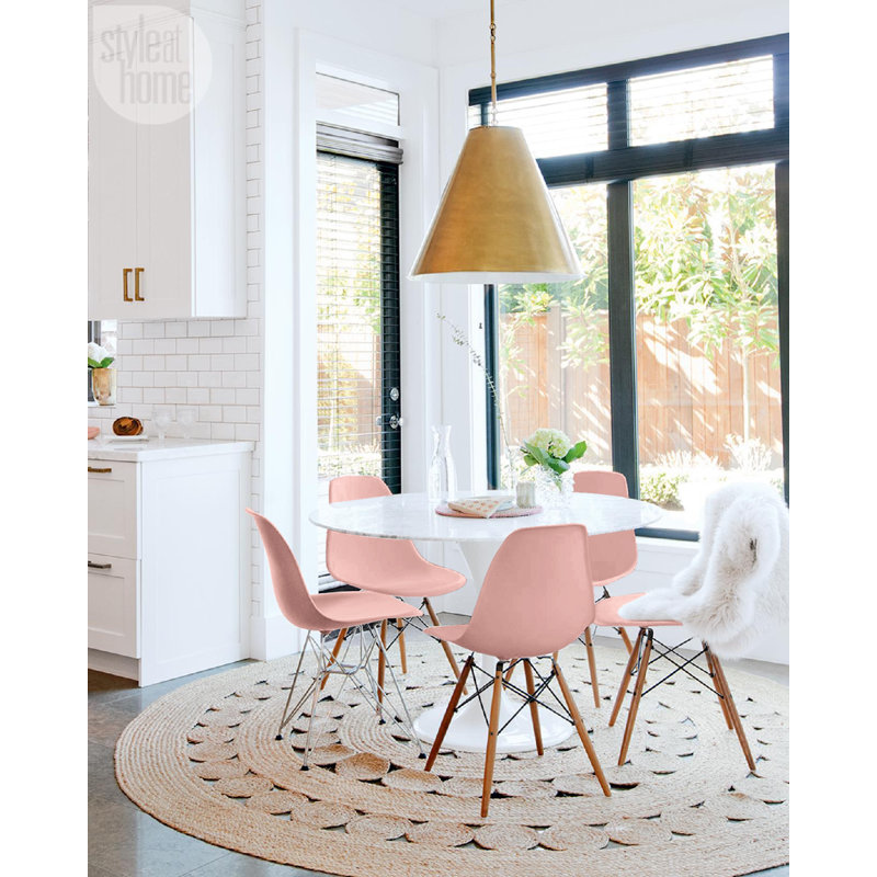 Mid Country Modern Molded Shell Designer Assemble Plastic Chair Side No Arms Wheels Armless Wooden Eiffel for Dining Room Bedroom Kitchen
