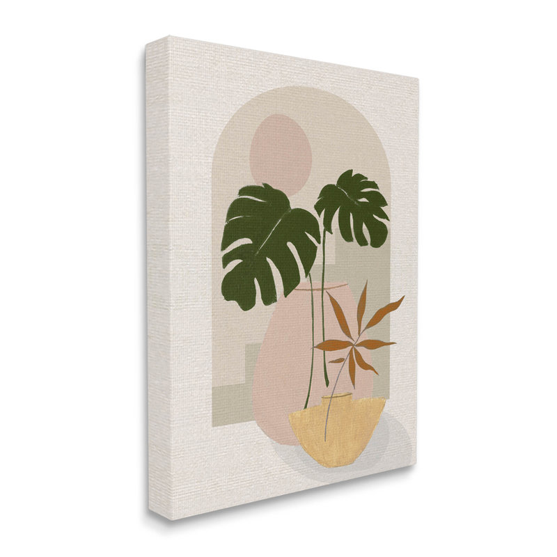 Art mural sur toile de formes tropicales géométriques par Janet Tava, L 16 po x H 20 po