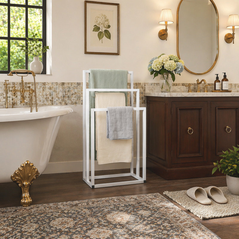 Towel Stand, Freestanding Towel Rack for Bathroom Accessories