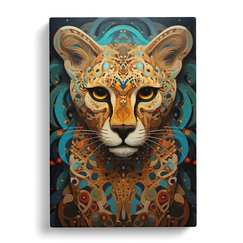 Cheetah Tachisme Art - Print, 50cm H x 35cm W x 3cm D