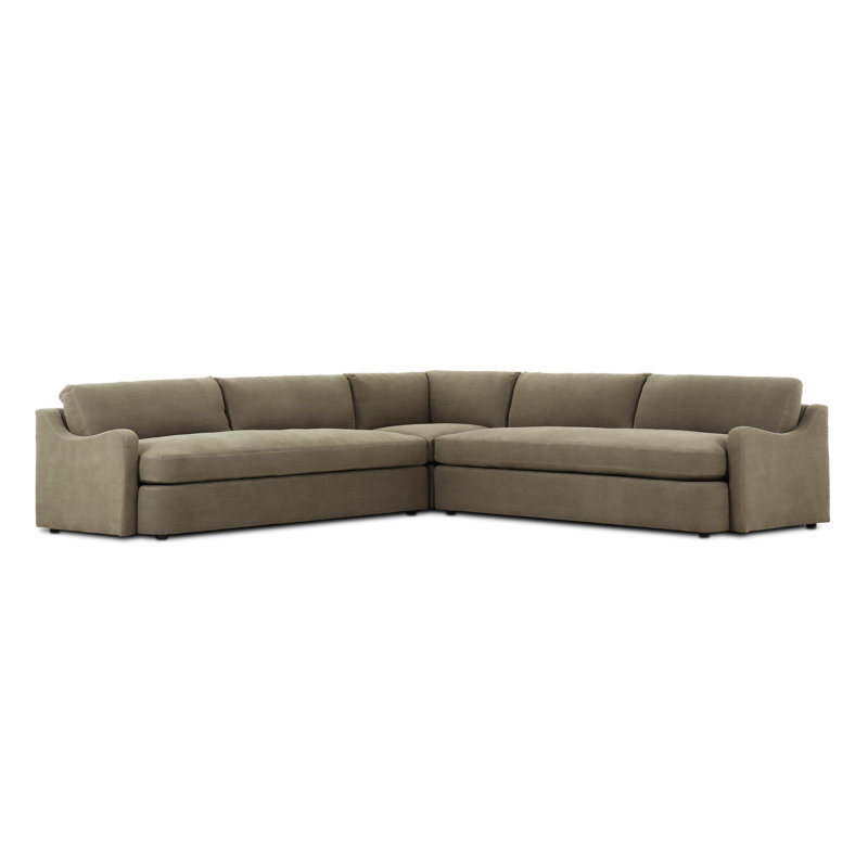 Aurelia Sectional, Broadway Olive Linen, 33" H x 124" W x 124" D