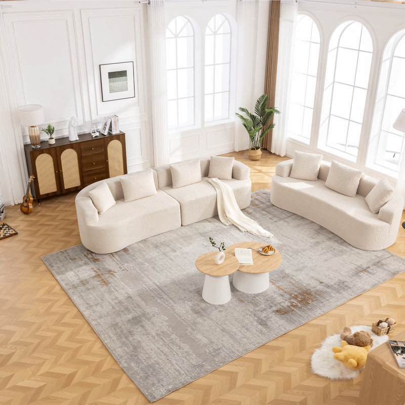 Ensemble de canapé modulaire courbé 3 pièces, Beige