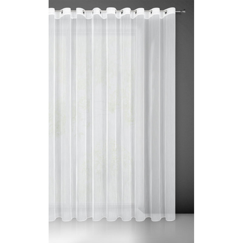 Kataleia Sheer Curtain Single Panel, White, 250cm H x 350cm W