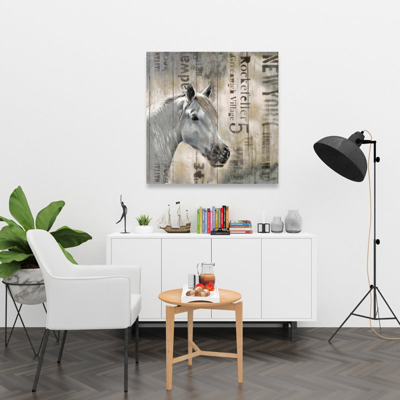 Cheval blanc rustique - Toile de ferme pour la décoration intérieure