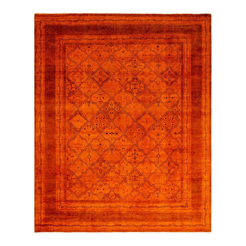 Tapis orange noué à la main de conception unique Holsworth